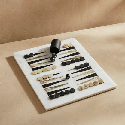 Luxury Marble Backgammon Set (Green Onyx and Black)