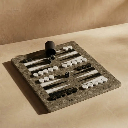 Luxury Marble Backgammon Set (Oceanic, Black, and White)