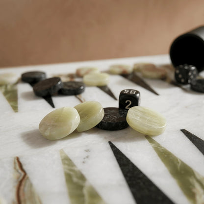 Luxury Marble Backgammon Set (Green Onyx and Black)